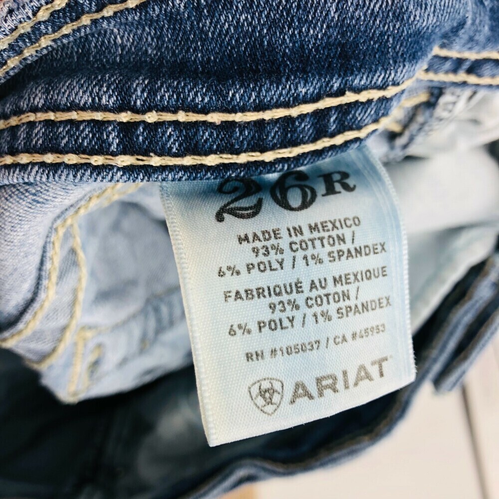 Y2K Ariat Women's Blue Denim Cotton Low Rise Bootcut Casual Jeans Pants Size 26R - Picture 8 of 9
